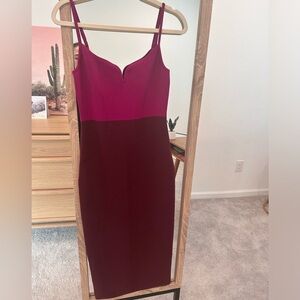 Express Body Contour Bodycon Midi Dress spaghetti strap color block size S NWT